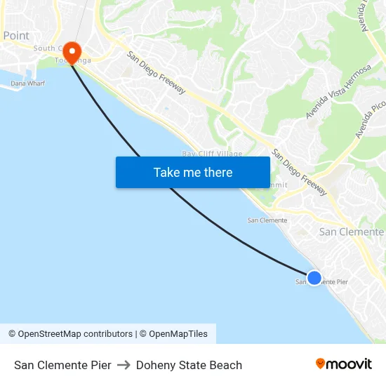 San Clemente Pier to Doheny State Beach map