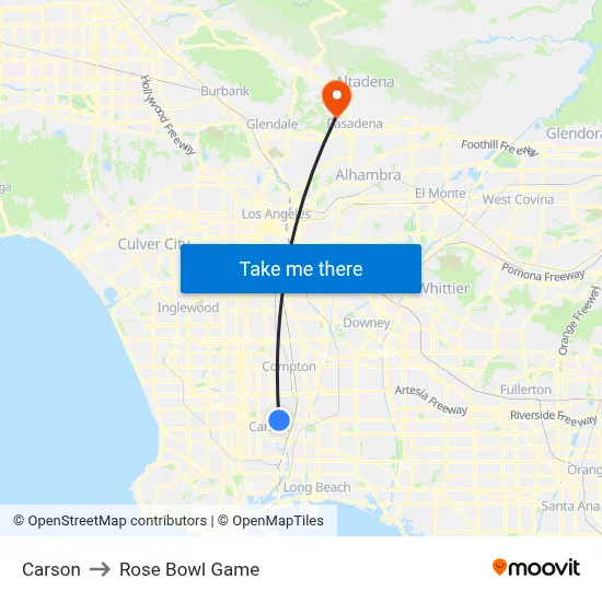 Carson to Rose Bowl Game map