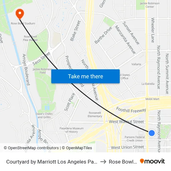 Courtyard by Marriott Los Angeles Pasadena Old Town to Rose Bowl Game map
