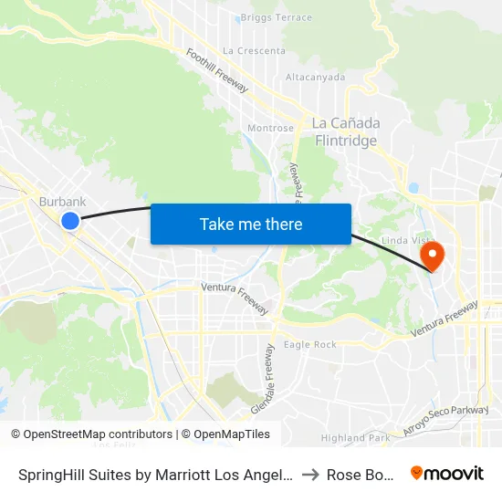 SpringHill Suites by Marriott Los Angeles Burbank/Downtown to Rose Bowl Game map