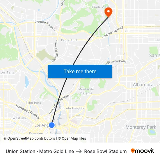 Union Station - Metro Gold Line to Rose Bowl Stadium map