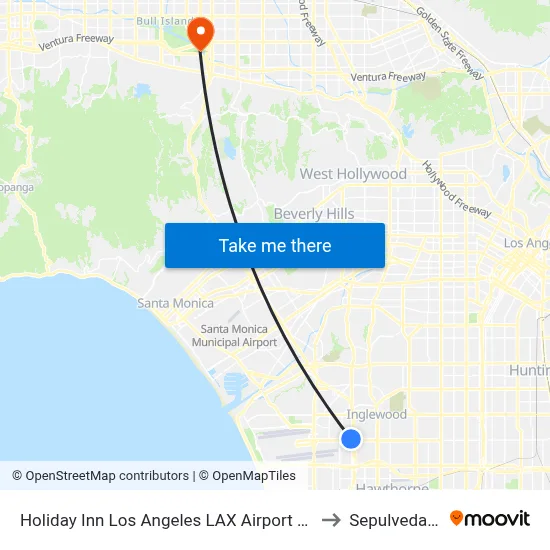 Holiday Inn Los Angeles LAX Airport an IHG Hotel to Sepulveda Dam map