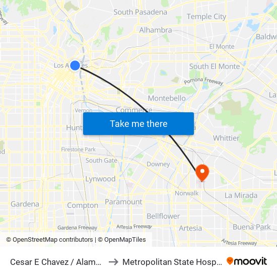 Cesar E Chavez / Alameda to Metropolitan State Hospital map