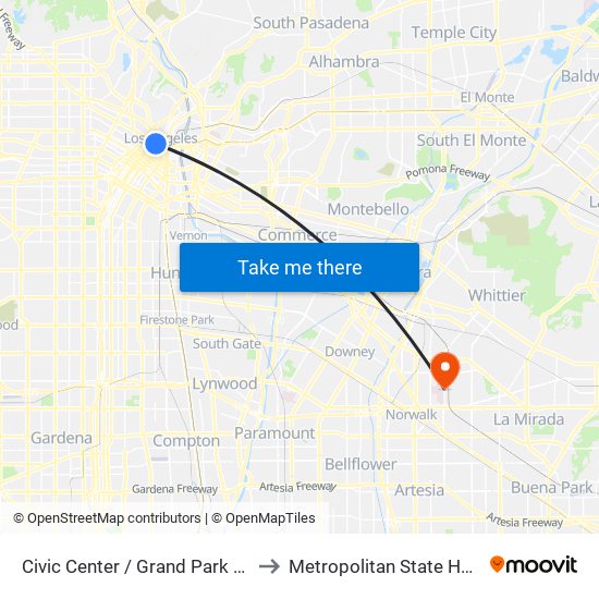 Civic Center / Grand Park Station to Metropolitan State Hospital map