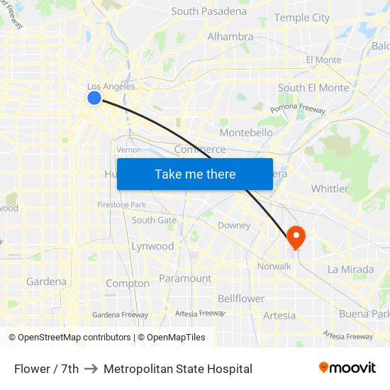 Flower / 7th to Metropolitan State Hospital map