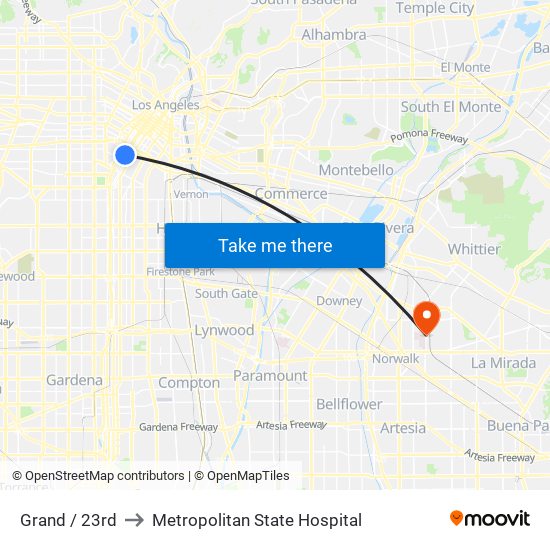 Grand / 23rd to Metropolitan State Hospital map