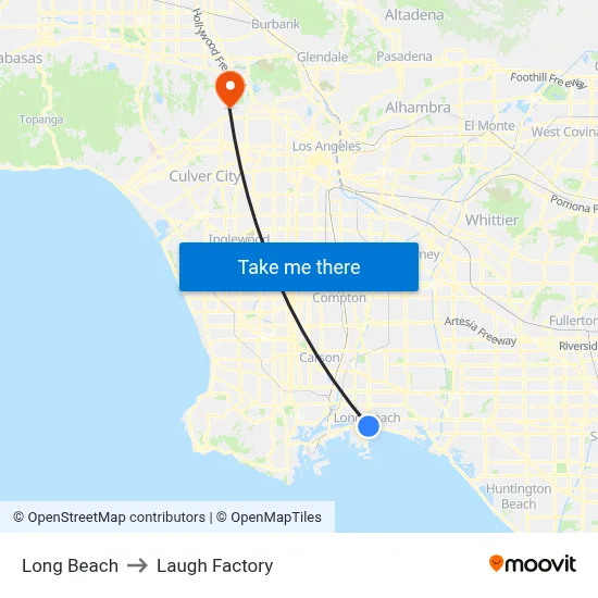 Long Beach to Laugh Factory map