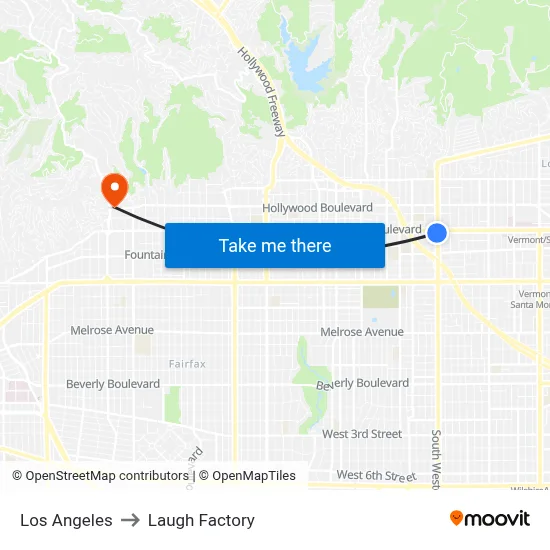 Los Angeles to Laugh Factory map