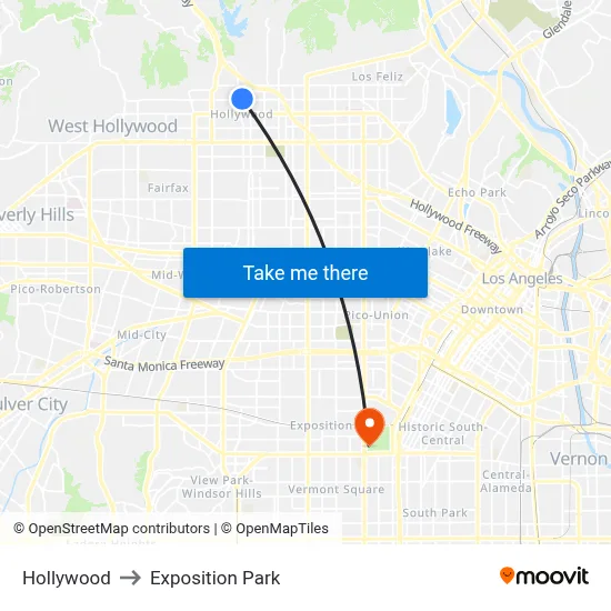 Hollywood to Exposition Park map