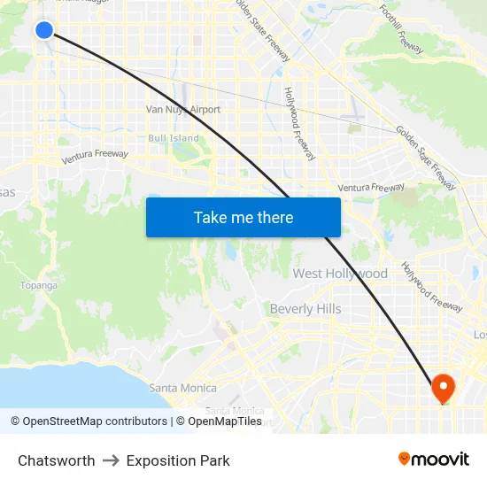 Chatsworth to Exposition Park map