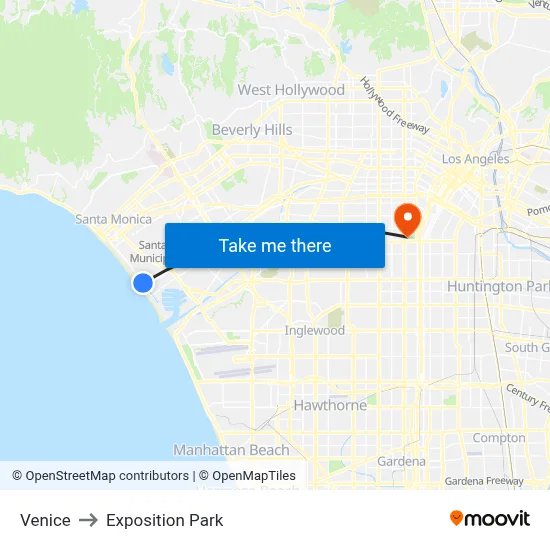Venice to Exposition Park map