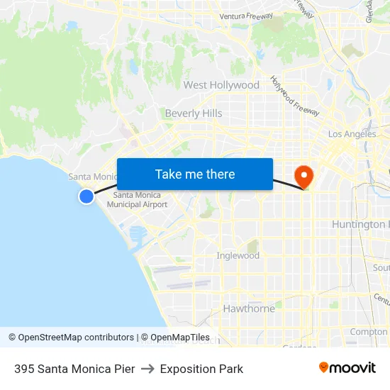 395 Santa Monica Pier to Exposition Park map