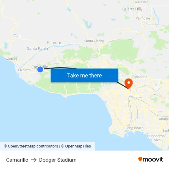 Camarillo to Dodger Stadium map