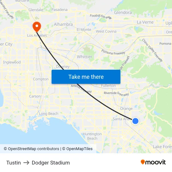 Tustin to Dodger Stadium map