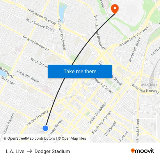 L.A. Live to Dodger Stadium map