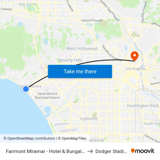 Fairmont Miramar - Hotel & Bungalows to Dodger Stadium map