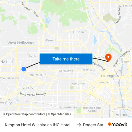 Kimpton Hotel Wilshire an IHG Hotel Los Angeles to Dodger Stadium map