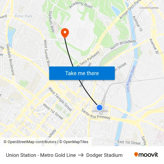 Union Station - Metro Gold Line to Dodger Stadium map