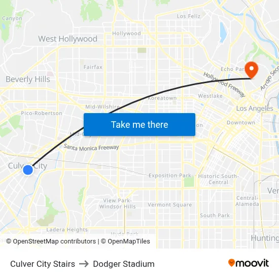 Culver City Stairs to Dodger Stadium map
