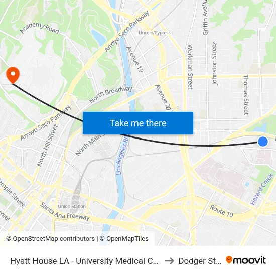 Hyatt House LA - University Medical Center, Los Angeles to Dodger Stadium map