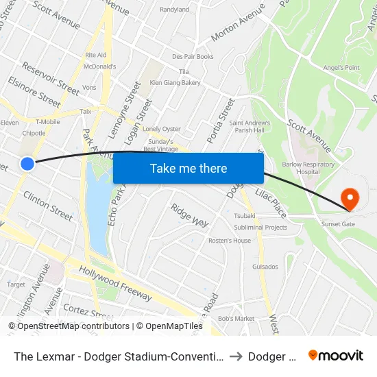 The Lexmar - Dodger Stadium-Convention Center, Los Angeles to Dodger Stadium map