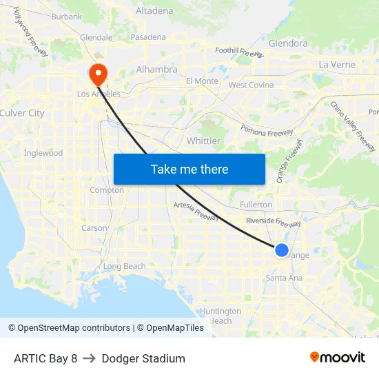 ARTIC Bay 8 to Dodger Stadium map
