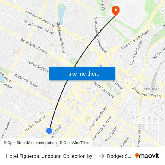 Hotel Figueroa, Unbound Collection by Hyatt, Los Angeles to Dodger Stadium map