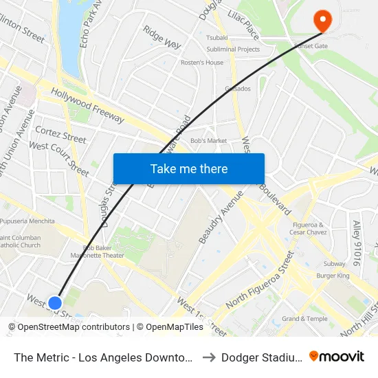 The Metric - Los Angeles Downtown to Dodger Stadium map