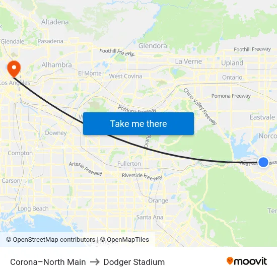 Corona–North Main to Dodger Stadium map