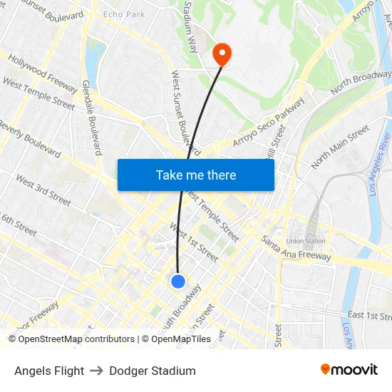 Angels Flight to Dodger Stadium map