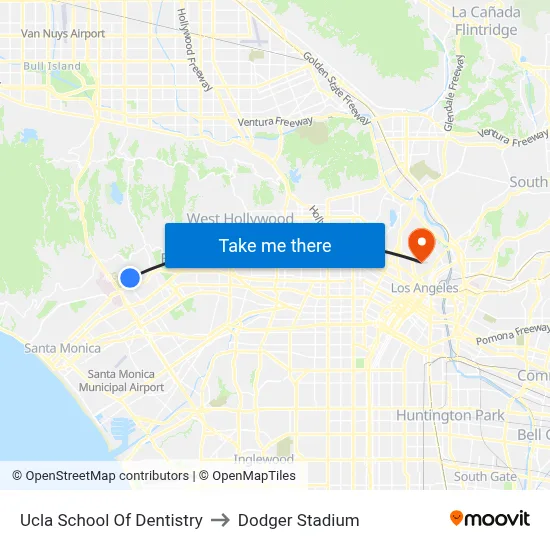 Ucla School Of Dentistry to Dodger Stadium map