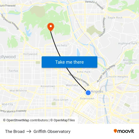 The Broad to Griffith Observatory map
