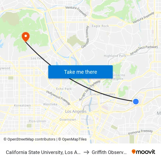California State University, Los Angeles to Griffith Observatory map
