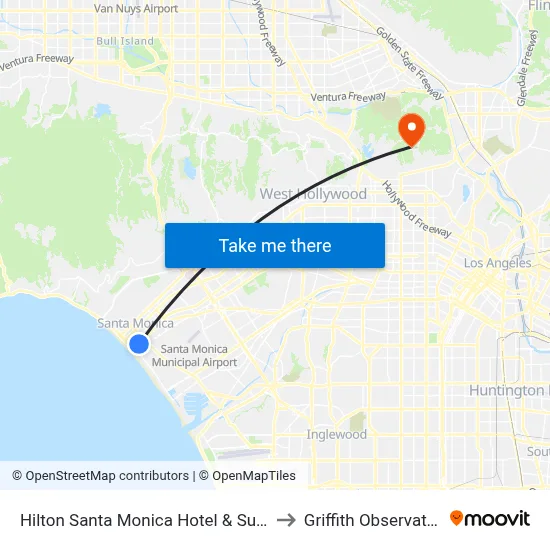 Hilton Santa Monica Hotel & Suites to Griffith Observatory map