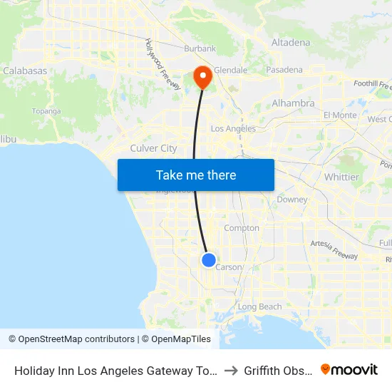 Holiday Inn Los Angeles Gateway Torrance an IHG Hotel to Griffith Observatory map