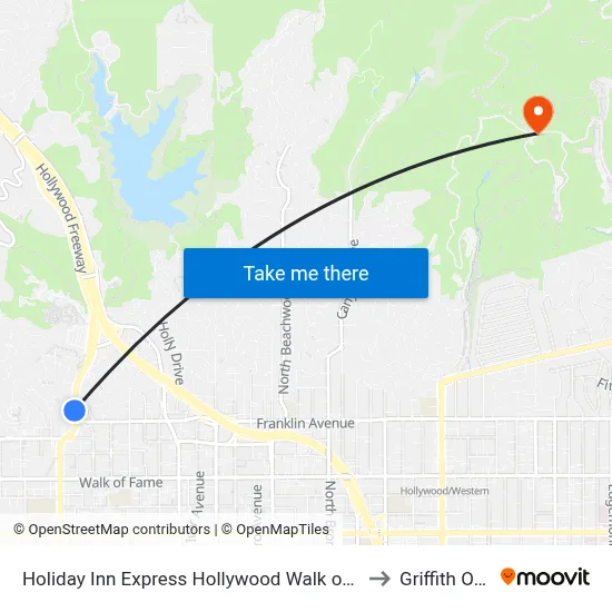 Holiday Inn Express Hollywood Walk of Fame an IHG Hotel Los Angeles to Griffith Observatory map