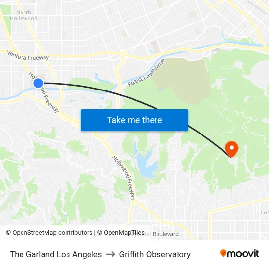 The Garland Los Angeles to Griffith Observatory map