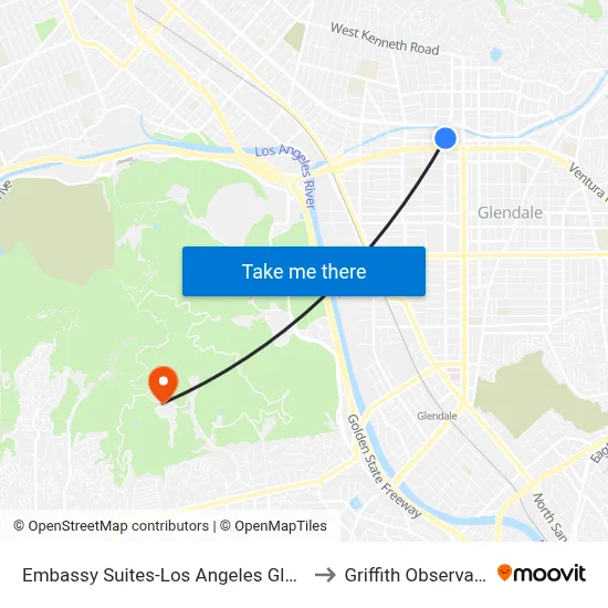 Embassy Suites-Los Angeles Glendale to Griffith Observatory map