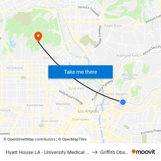 Hyatt House LA - University Medical Center, Los Angeles to Griffith Observatory map
