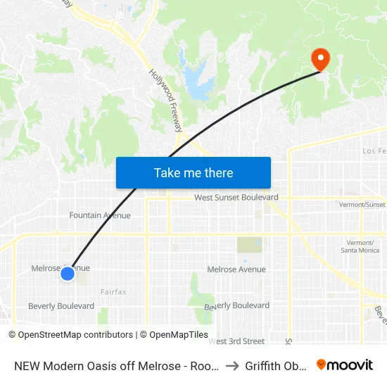 NEW Modern Oasis off Melrose - Rooftop - Pool, Los Angeles to Griffith Observatory map