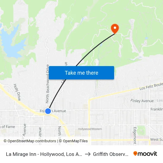 La Mirage Inn - Hollywood, Los Angeles to Griffith Observatory map