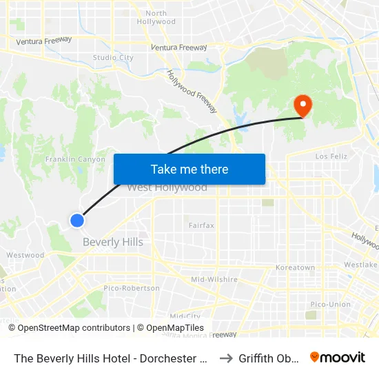 The Beverly Hills Hotel - Dorchester Collection, Los Angeles to Griffith Observatory map