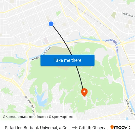 Safari Inn Burbank-Universal, a Coast Hotel to Griffith Observatory map