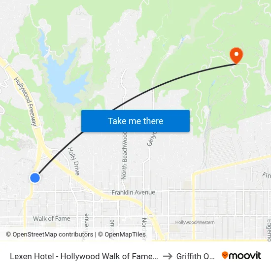 Lexen Hotel - Hollywood Walk of Fame-Universal Studios, Los Angeles to Griffith Observatory map