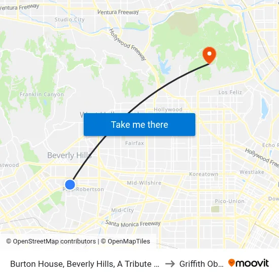Burton House, Beverly Hills, A Tribute Portfolio Hotel, Los Angeles to Griffith Observatory map