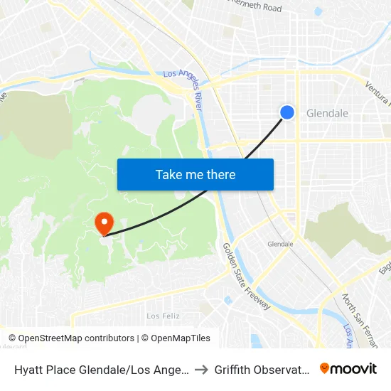 Hyatt Place Glendale/Los Angeles to Griffith Observatory map