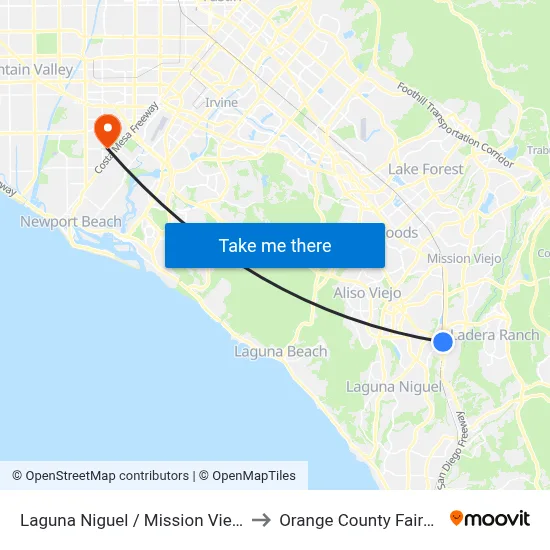 Laguna Niguel / Mission Viejo Station to Orange County Fairgrounds map