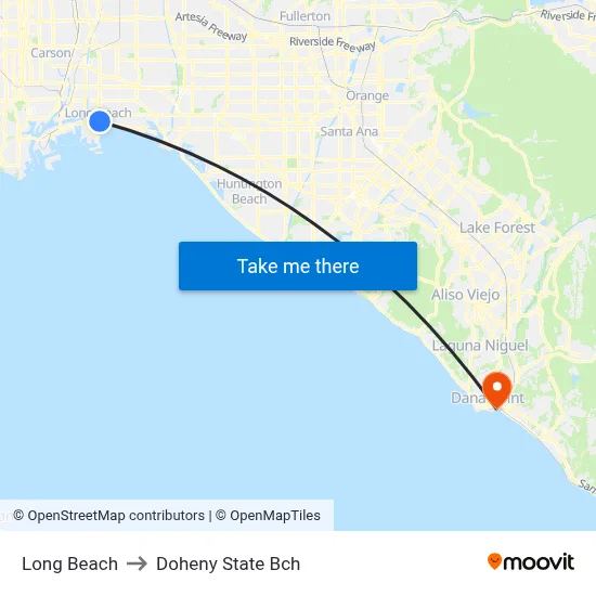 Long Beach to Doheny State Bch map
