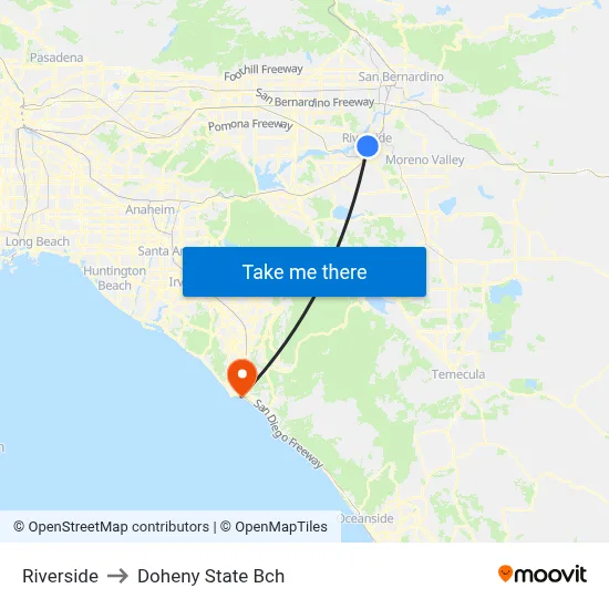 Riverside to Doheny State Bch map