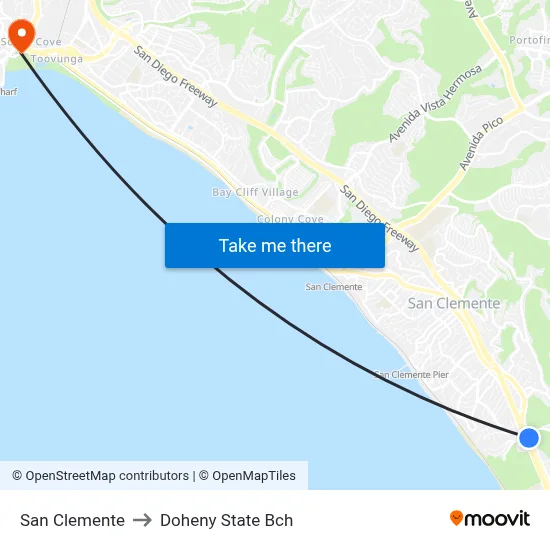 San Clemente to Doheny State Bch map